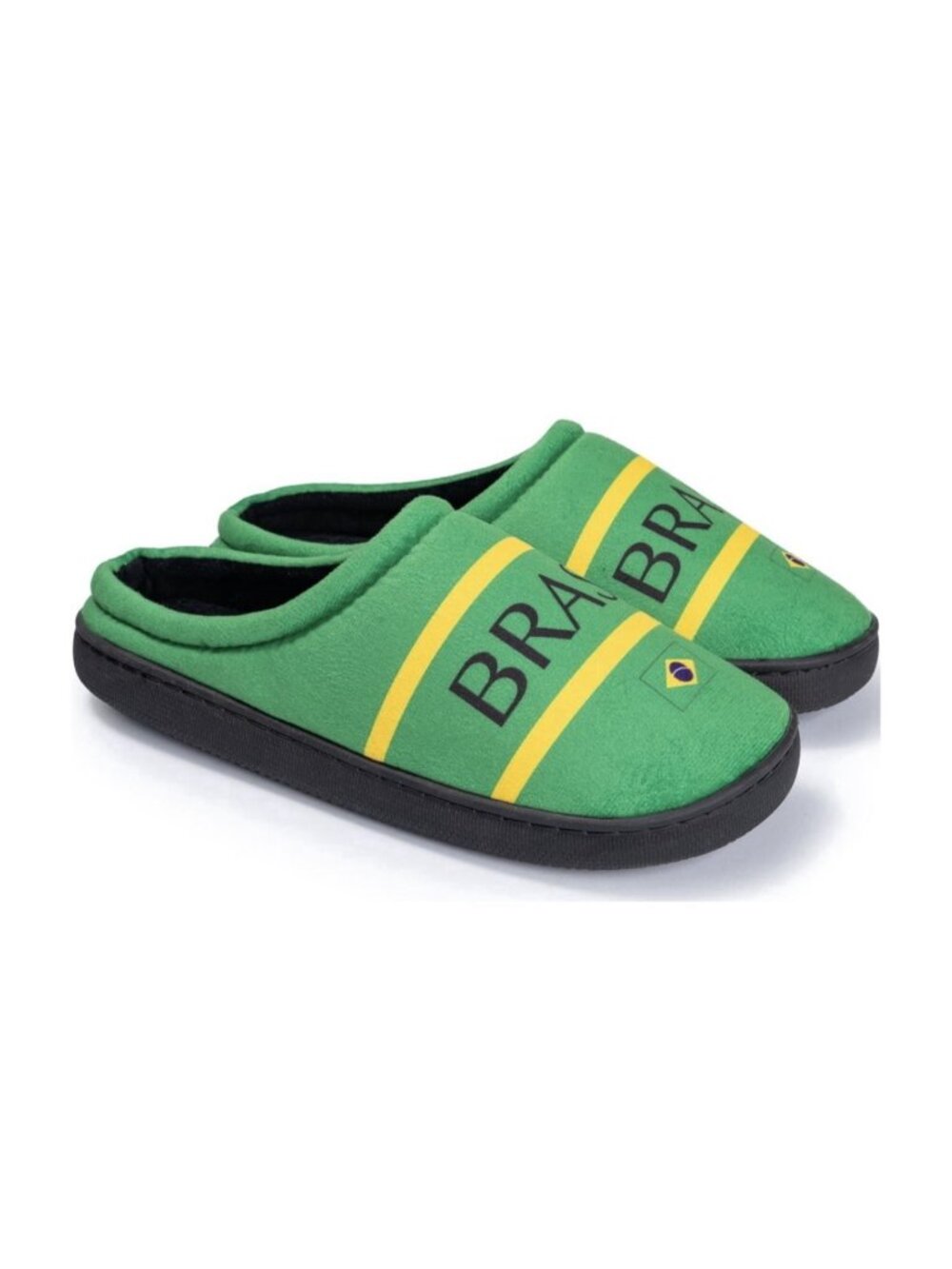 Ground Up Soccer Fans Brasil Plush Men Slippers Size 9-10